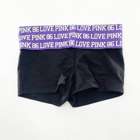 PINK Victoria's Secret Pants - Pink Victoria's Secret Women's Black Purple Spandex Athletic Shorts Size M
